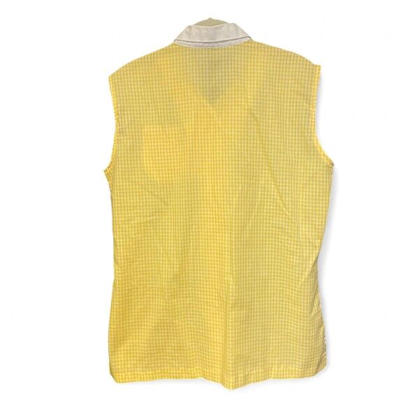 Vintage Koret of California yellow and white plaid sleeveless blouse size M - Picture 2 of 5